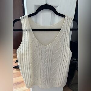 Cream Knit Sleeveless Top